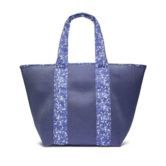 PINK Victoria's Secret Blue Floral Mesh Tote Bag - Picture 2 of 7